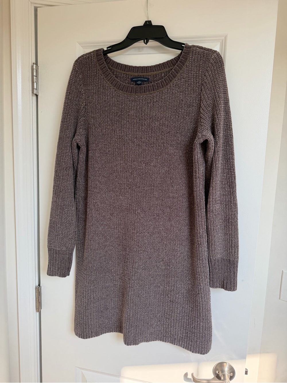 American Eagle Outfitters Long Sleeve Knit Dress - Taupe Brown